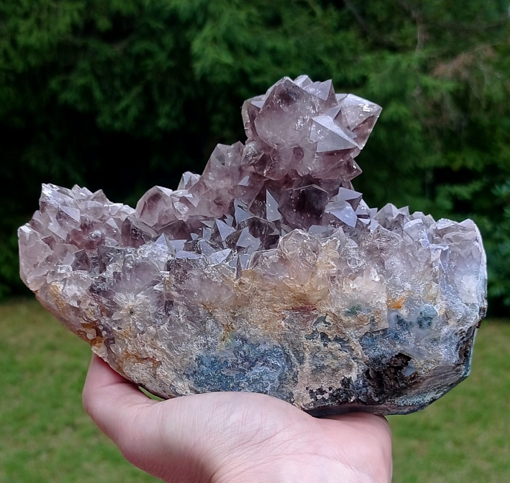 Smoky Amethyst with Crystal Cluster